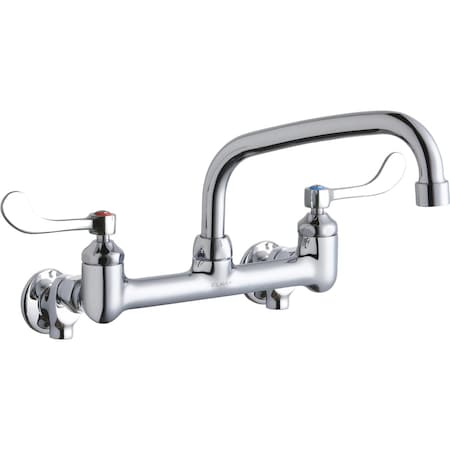 Elkay Elkay 8" Centers Wall Faucet 8" Arc Tube Spout 4" Wsbld Hdl Inlet+Stop LK940AT08T4S